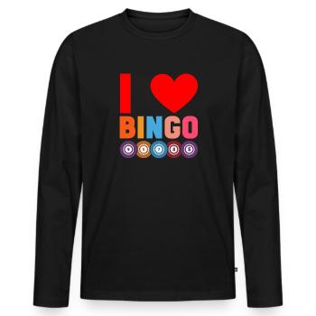 Joueur de bingo interrogez-moi sur la conception du bingo chanceux - T-shirt manches longues Premium bio Homme - noir - Devant - Nico (187cm)