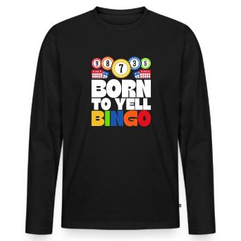 Joueur de bingo interrogez-moi sur la conception du bingo chanceux - T-shirt manches longues Premium bio Homme - noir - Devant - Nico (187cm)