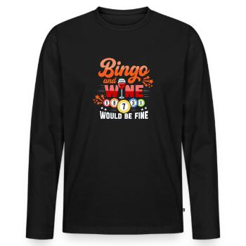 Joueur de bingo interrogez-moi sur la conception du bingo chanceux - T-shirt manches longues Premium bio Homme - noir - Devant - Nico (187cm)