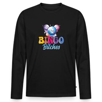 Joueur de bingo interrogez-moi sur la conception du bingo chanceux - T-shirt manches longues Premium bio Homme - noir - Devant - Nico (187cm)