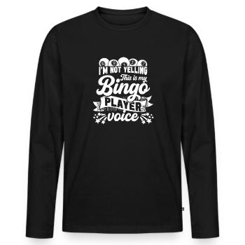 Joueur de bingo interrogez-moi sur la conception du bingo chanceux - T-shirt manches longues Premium bio Homme - noir - Devant - Nico (187cm)