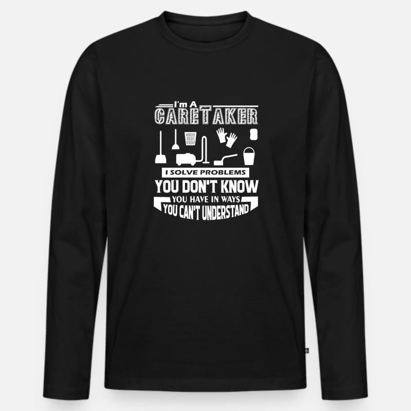 Caretaker Caretaker Solves Problems - Men's Premium Organic Long Sleeve Shirt - black