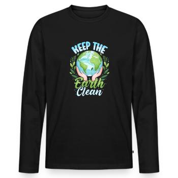 Jour de la Terre : Gardez la terre propre 22 avril Jour de la Terre - T-shirt manches longues Premium bio Homme - noir - Devant - Nico (187cm)