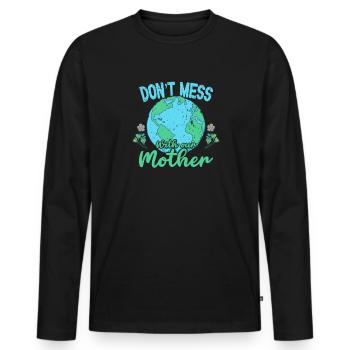 Jour de la Terre 22 avril : ne plaisantez pas avec notre planète - T-shirt manches longues Premium bio Homme - noir - Devant - Nico (187cm)