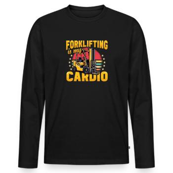 Forklift operator is my cardio funny forklifting - Men's Premium Organic Long Sleeve Shirt - black - Front - Nico (187cm)