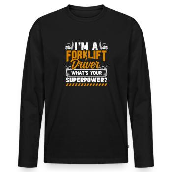 Gabelstaplerfahrer Vatertag Gabelstapler ist mein - Männer Premium Bio Langarmshirt - Schwarz - Vorne - Nico (187cm)
