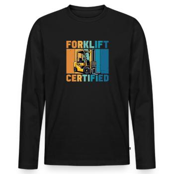 Forklift operator retro forklift certified - Men's Premium Organic Long Sleeve Shirt - black - Front - Nico (187cm)