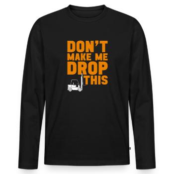 Gabelstaplerfahrer lass mich nicht komisch umfallen - Männer Premium Bio Langarmshirt - Schwarz - Vorne - Nico (187cm)