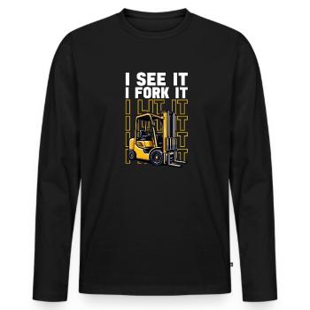 Forklift operator i fork it funny forklifting - Men's Premium Organic Long Sleeve Shirt - black - Front - Nico (187cm)