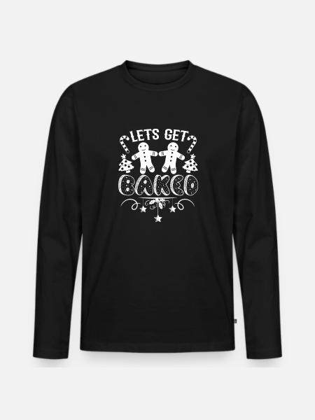 Christmas Let's Get Baked Cookie - Men's Premium Organic Long Sleeve Shirt - black