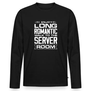 enjoy walk to the server room Design for a - Men's Premium Organic Long Sleeve Shirt - black - Front - Nico (187cm)