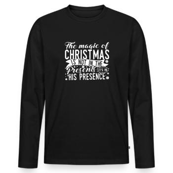 The Magic Of Christmas Is in His Presence - Men's Premium Organic Long Sleeve Shirt - black - Front - Nico (187cm)
