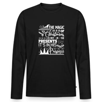 The Magic Of Christmas Is Not In The Presents - Men's Premium Organic Long Sleeve Shirt - black - Front - Nico (187cm)