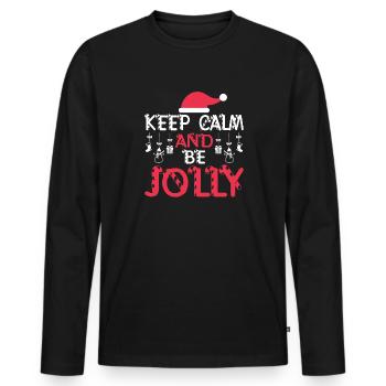 Christmas Keep Calm And Be Jolly - Men's Premium Organic Long Sleeve Shirt - black - Front - Nico (187cm)