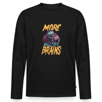 Zombie Halloween More Brains - Men's Premium Organic Long Sleeve Shirt - black - Front - Nico (187cm)