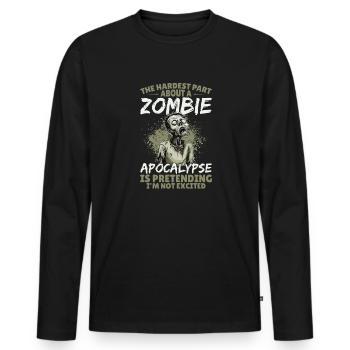Zombie Halloween The Hardest Part About a Zombie - Männer Premium Bio Langarmshirt - Schwarz - Vorne - Nico (187cm)