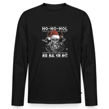 Ho Ho Prenons un hydromel - T-shirt manches longues Premium bio Homme - noir - Devant - Nico (187cm)