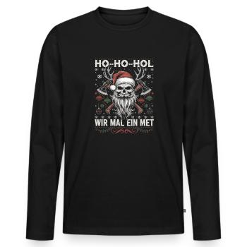 Ho Ho Prenons un hydromel - T-shirt manches longues Premium bio Homme - noir - Devant - Nico (187cm)