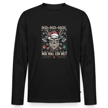 Ho Ho Let's get a mead - Men's Premium Organic Long Sleeve Shirt - black - Front - Nico (187cm)