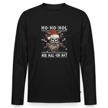 Ho Ho Let's get a mead - Men's Premium Organic Long Sleeve Shirt - black - Front - Nico (187cm)