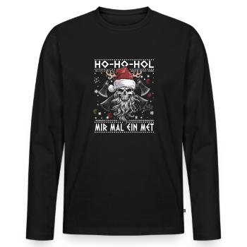 Ho Ho Let's get a mead - Men's Premium Organic Long Sleeve Shirt - black - Front - Nico (187cm)