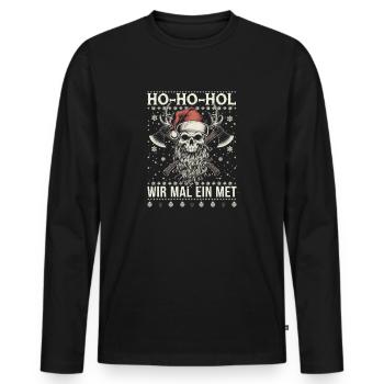 Ho Ho Let's get a mead - Men's Premium Organic Long Sleeve Shirt - black - Front - Nico (187cm)
