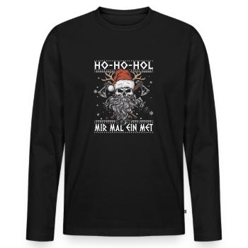 Ho Ho Prenons un hydromel - T-shirt manches longues Premium bio Homme - noir - Devant - Nico (187cm)