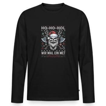 Ho Ho Let's get a mead - Men's Premium Organic Long Sleeve Shirt - black - Front - Nico (187cm)