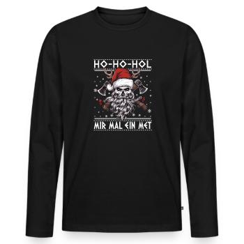 Ho Ho Let's get a mead - Men's Premium Organic Long Sleeve Shirt - black - Front - Nico (187cm)