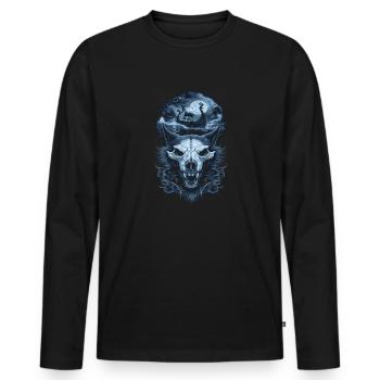 Vikings – Wolves & Ship in the Moonlight - Men's Premium Organic Long Sleeve Shirt - black - Front - Nico (187cm)