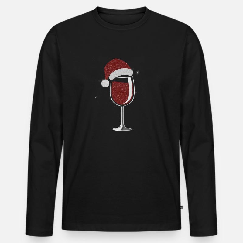 Elegantes Weihnachts-Weinglas - Männer Premium Bio Langarmshirt - Schwarz