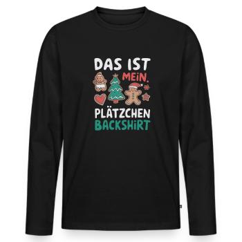 Cookie Baking Shirt Funny Christmas Design - Men's Premium Organic Long Sleeve Shirt - black - Front - Nico (187cm)