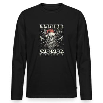 Noël viking Fa-la-la Valhalla Humour - T-shirt manches longues Premium bio Homme - noir - Devant - Nico (187cm)