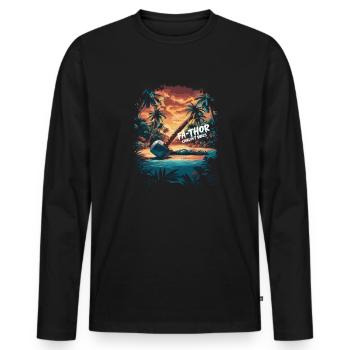 Fa-Thor Chillout Vibes – Entspannen wie ein Gott - Männer Premium Bio Langarmshirt - Schwarz - Vorne - Nico (187cm)