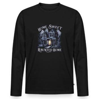 Home Sweet Haunted Home - Spooky Haunted House - Men's Premium Organic Long Sleeve Shirt - black - Front - Nico (187cm)