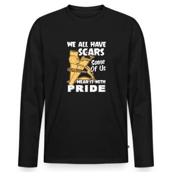 Carpenter We All Have Scars - Men's Premium Organic Long Sleeve Shirt - black - Front - Nico (187cm)