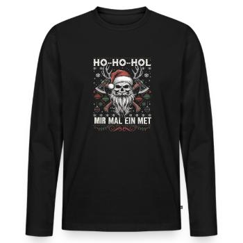 Ho Ho Prenons un hydromel - T-shirt manches longues Premium bio Homme - noir - Devant - Nico (187cm)