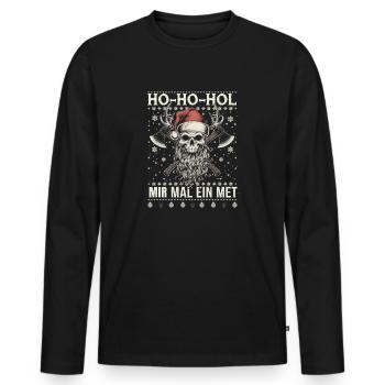 Ho Ho Let's get a mead - Men's Premium Organic Long Sleeve Shirt - black - Front - Nico (187cm)