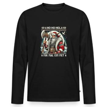 Ho Ho Prenons un hydromel - T-shirt manches longues Premium bio Homme - noir - Devant - Nico (187cm)
