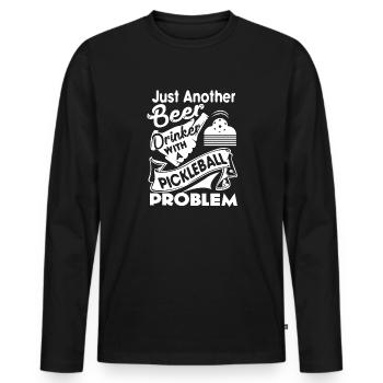 Pickleball Beer Drinker With Pickleball Problem - Men's Premium Organic Long Sleeve Shirt - black - Front - Nico (187cm)