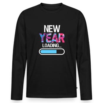 New Year Loading Happy New Year New Year's Eve - Men's Premium Organic Long Sleeve Shirt - black - Front - Nico (187cm)