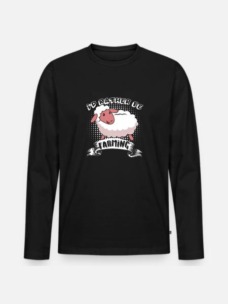 Sheep I'd Rather Be Farming - Men's Premium Organic Long Sleeve Shirt - black