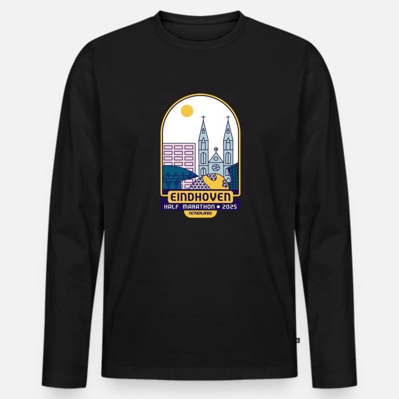 Eindhoven, Half Marathon – 2025 - Netherlands - Männer Premium Bio Langarmshirt - Schwarz