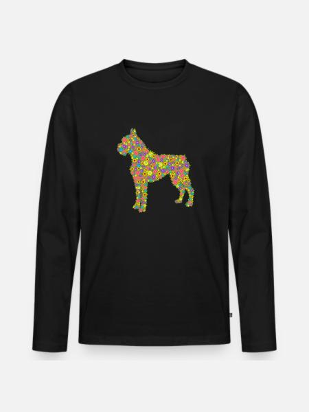 Boxer Dog Flower - Men's Premium Organic Long Sleeve Shirt - black