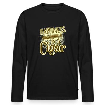 Cigar Smoking Happiness Is A Cigar - Men's Premium Organic Long Sleeve Shirt - black - Front - Nico (187cm)