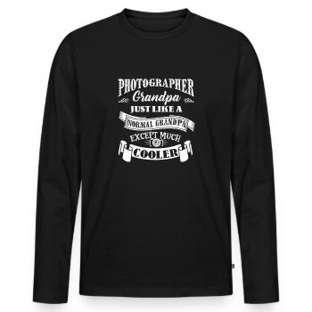 Photographer Grandpa Is Cooler - Men's Premium Organic Long Sleeve Shirt - black - Front - Nico (187cm)