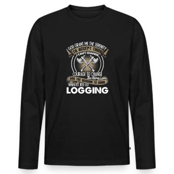Logger Just Go Logging - Men's Premium Organic Long Sleeve Shirt - black - Front - Nico (187cm)