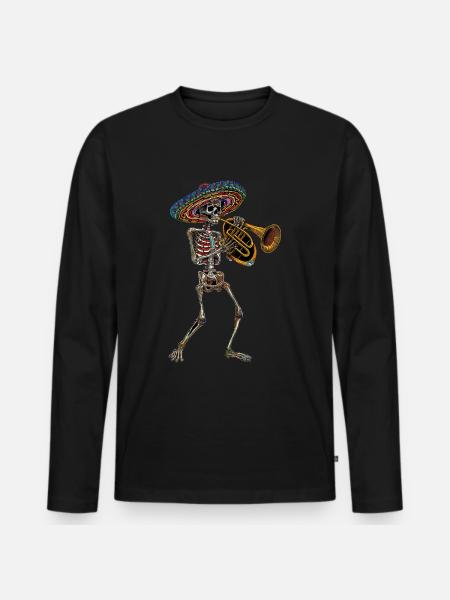 Tuba Mexican Skeleton - Men's Premium Organic Long Sleeve Shirt - black