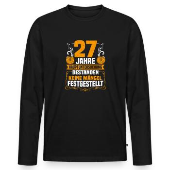 27 Jahre Hauptuntersuchung 27. Geburtstag - Männer Premium Bio Langarmshirt - Schwarz - Vorne - Nico (187cm)
