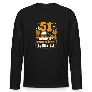 51 Jahre Hauptuntersuchung 51. Geburtstag - Männer Premium Bio Langarmshirt - Schwarz - Vorne - Nico (187cm)